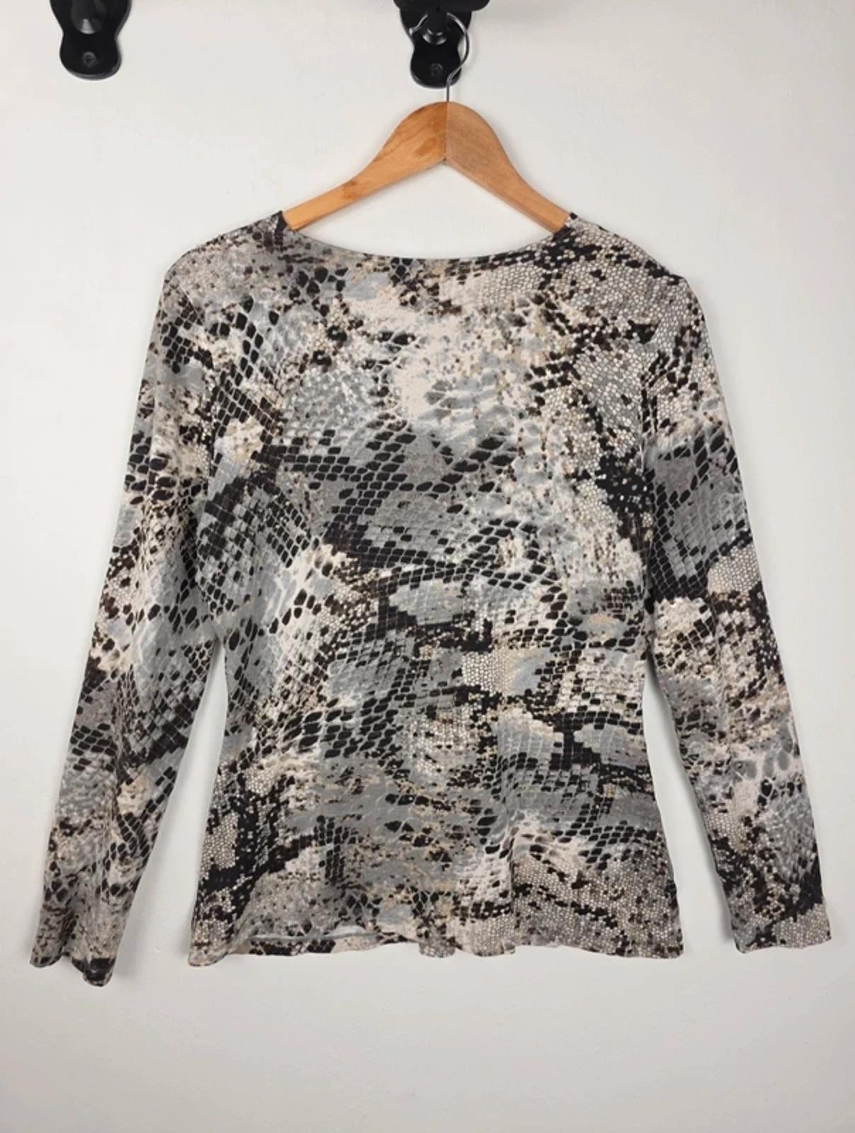 Betty Barclay Snake Print Top Size Medium | Ruched Front | Diamanté Detail