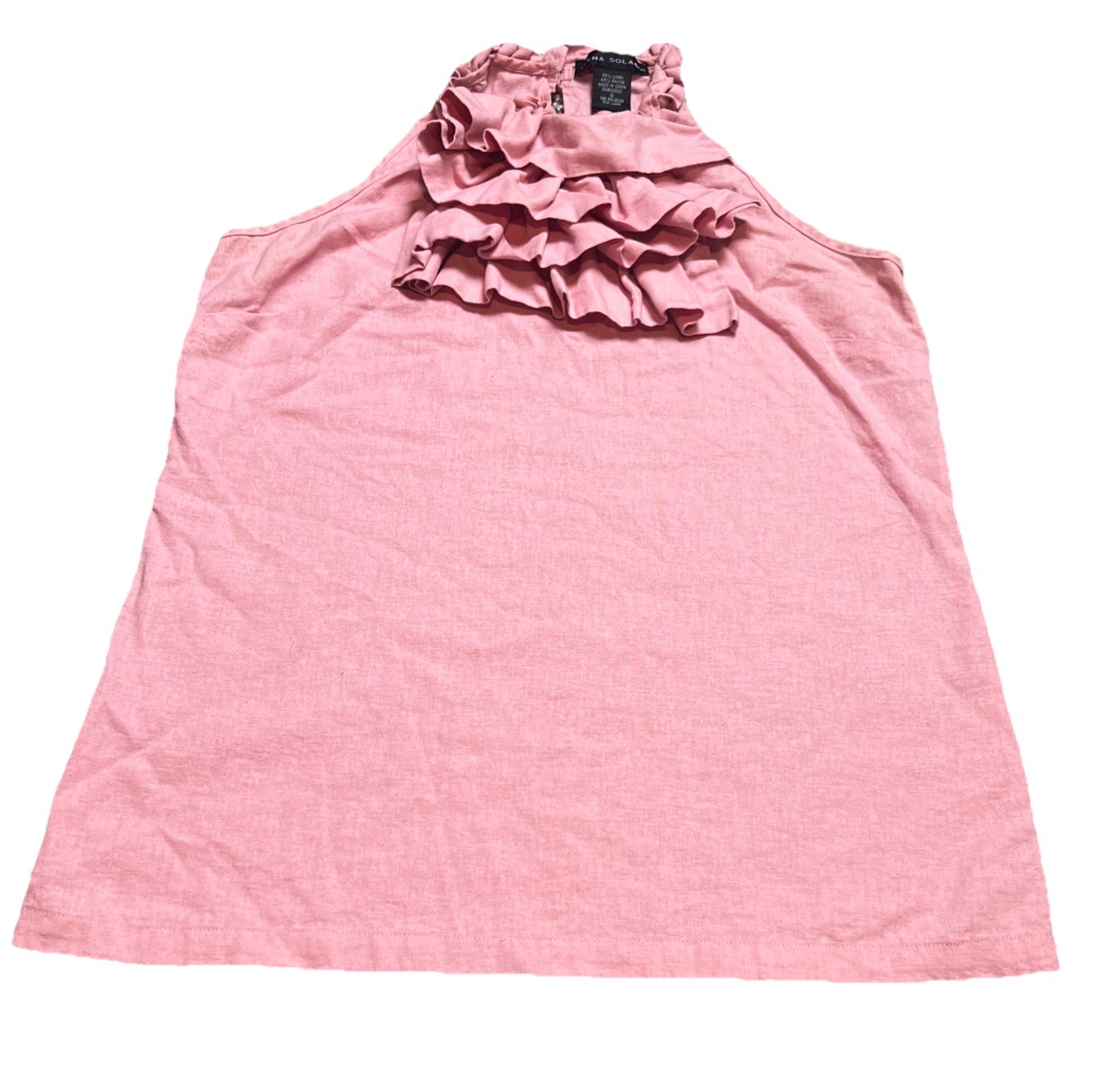 Elena Solano Women’s Linen Blend Sleeveless Top Blouse Halter Size: Small