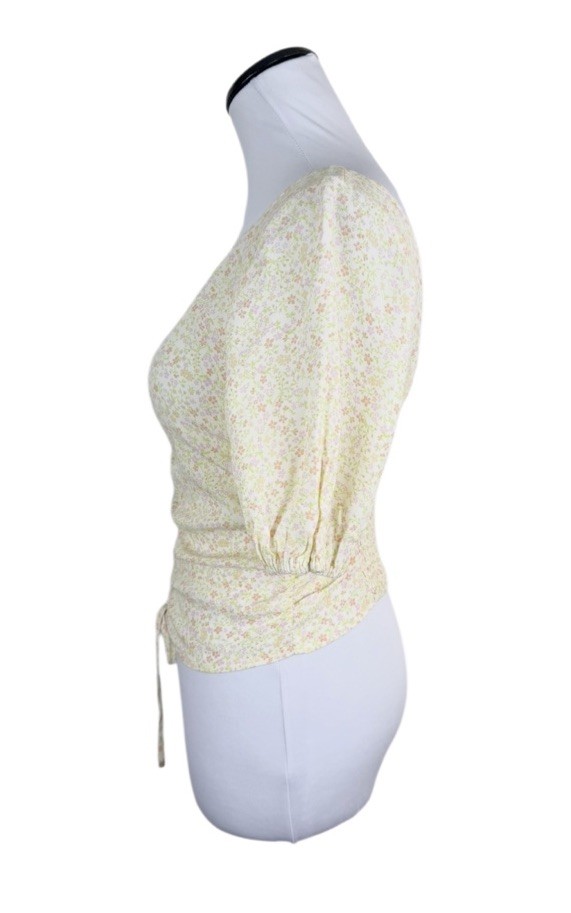 Sophie Rue Cinch Front Floral Blouse Top Size Small