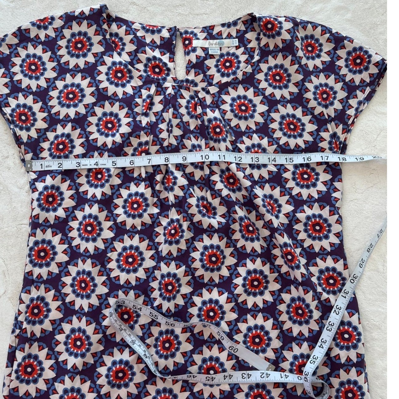 Boden Ravello Silk Blend Floral Medallion Blouse US 8 (fits like a 4) WA560