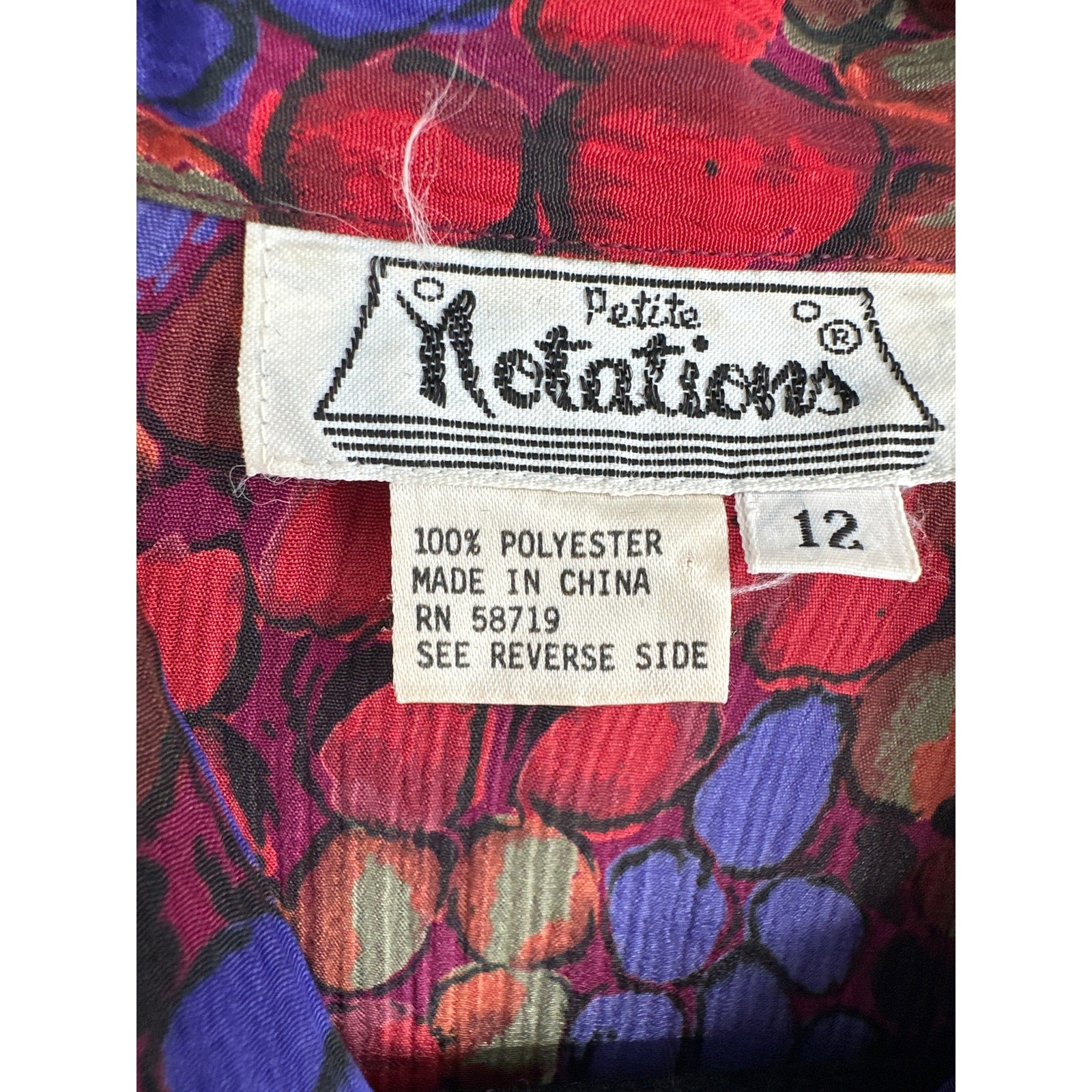 70s Vintage Top Womens Medium Red Button Retro Colorful Long Sleeve Boho