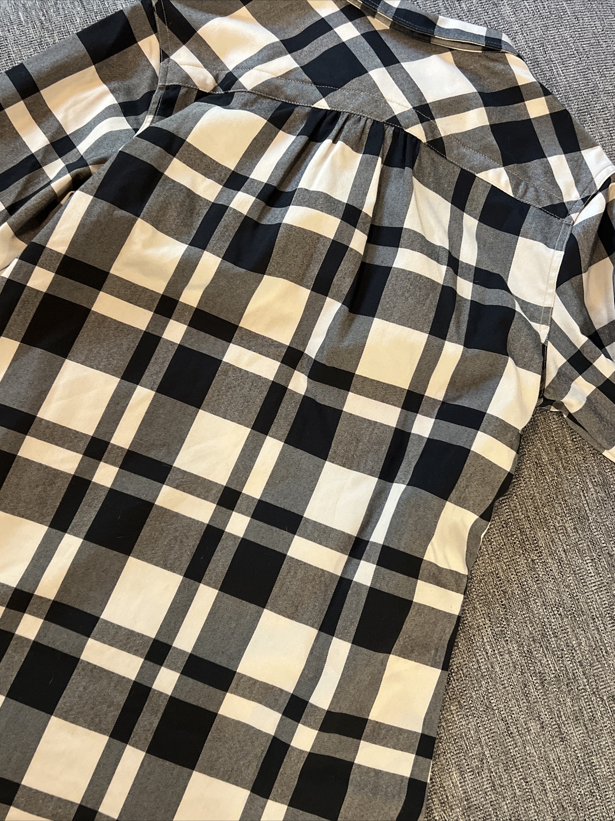 Outdoor Research Womens Sz M Kulshan Flannel Tunic Sand/Blk Plaid Button Down