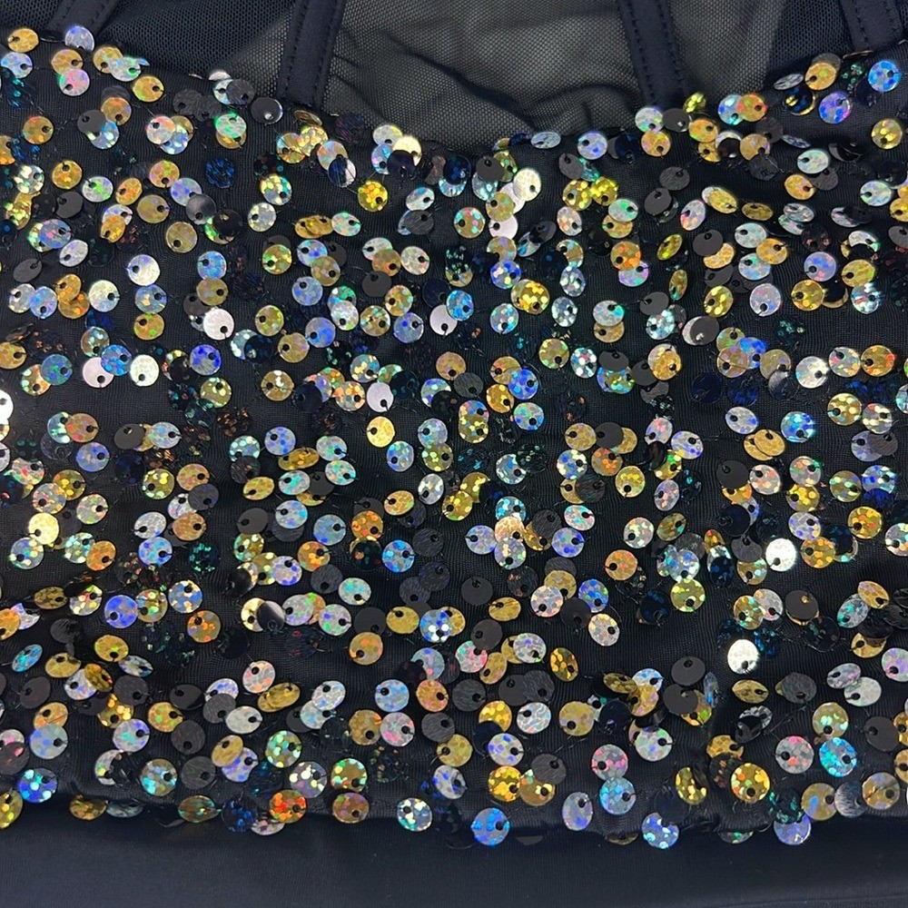 Balera Weissman Dance Cage Strap Sequin Crop Top