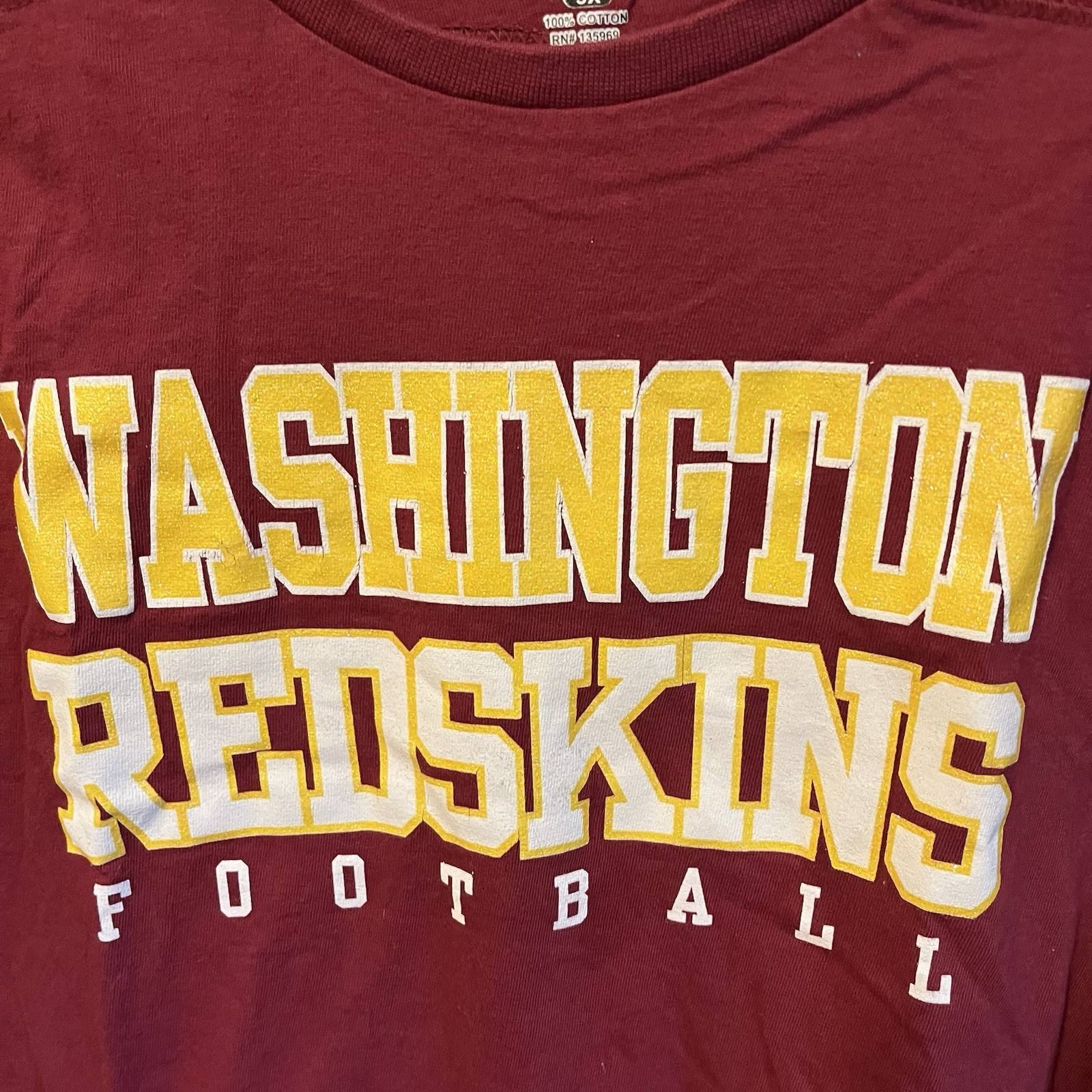 Washington Redskins NFL Team Apparel Womens Plus Size T-Shirt 3X Top Football