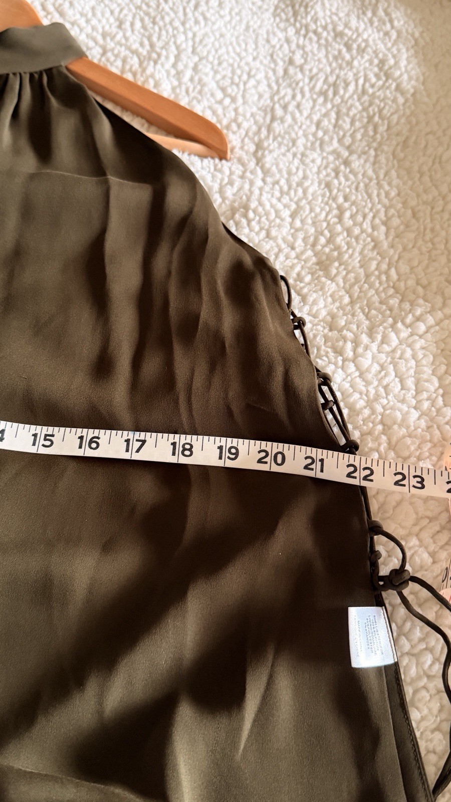 Haute Hippie 100% Silk Halter Tops Women Olive Green Med Slits Front Sides Lined