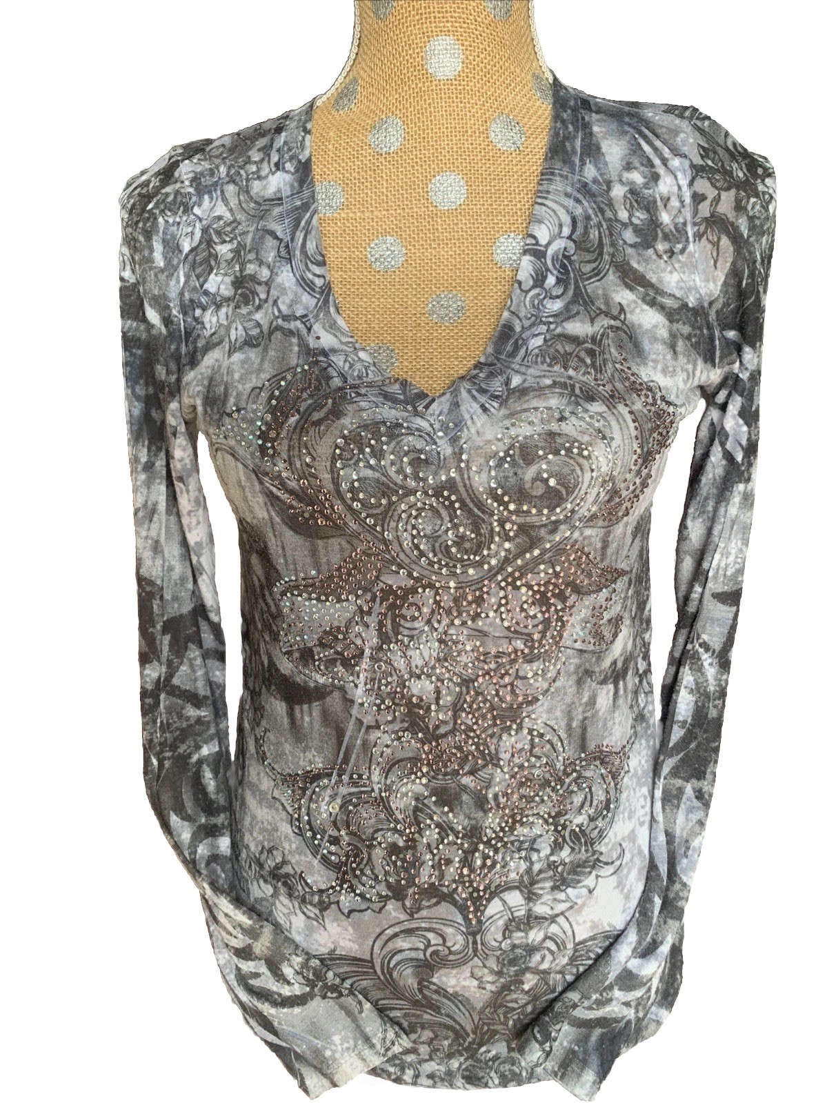 USA VOCAL Grunge CRYSTAL EMBELLISHED SUBLIMATION TOP Tattoo Large
