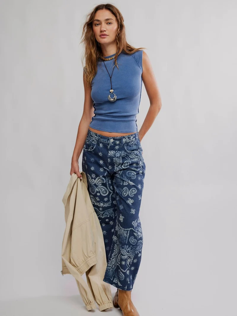 Free People We The Free Women’s Ever Had Ribbed Tee in Vintage Indigo size XL