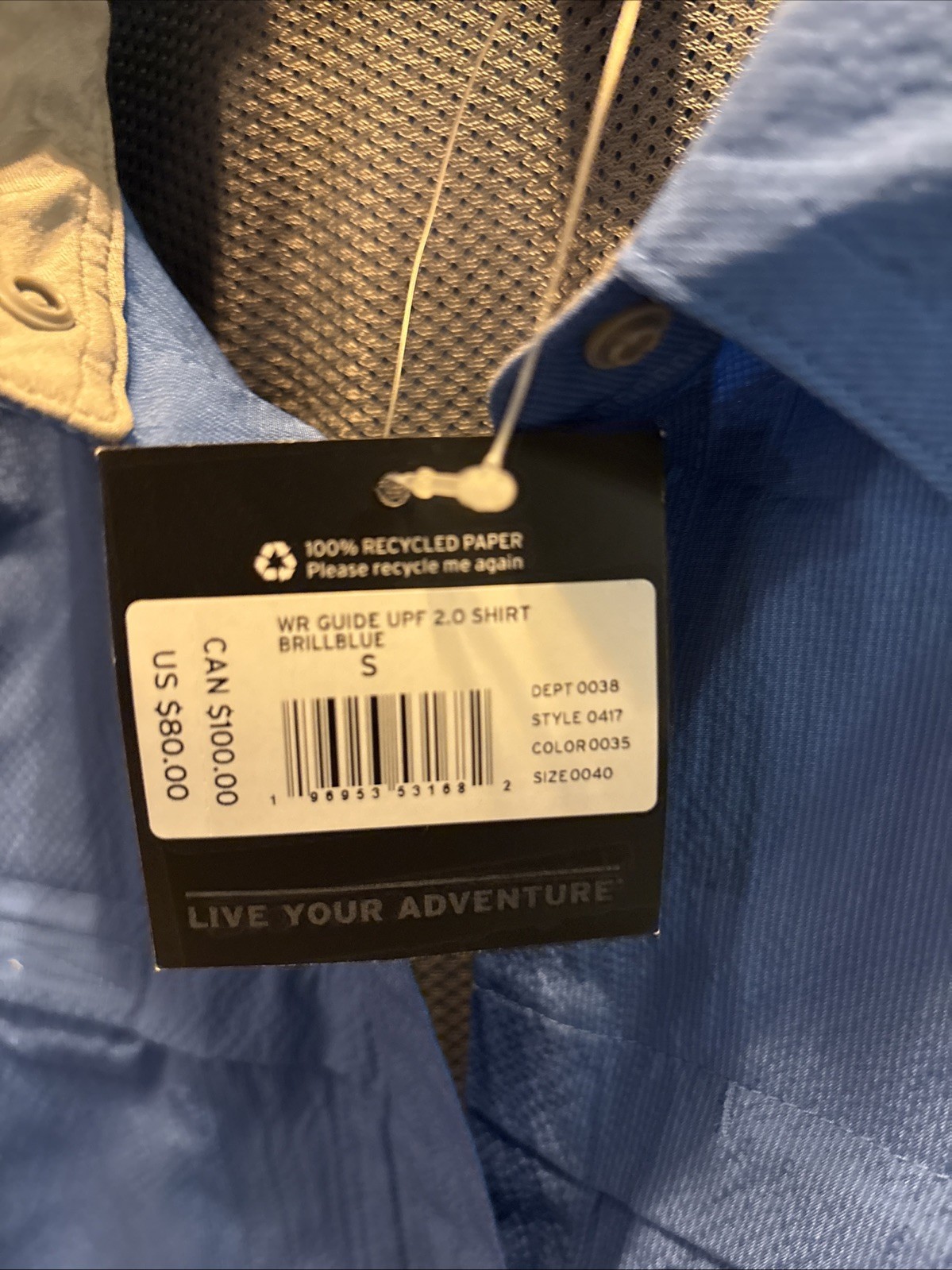 New Eddie Bauer Womens Top Blue Guide UPF 2.0 Long Sleeve Button Down Size Sm
