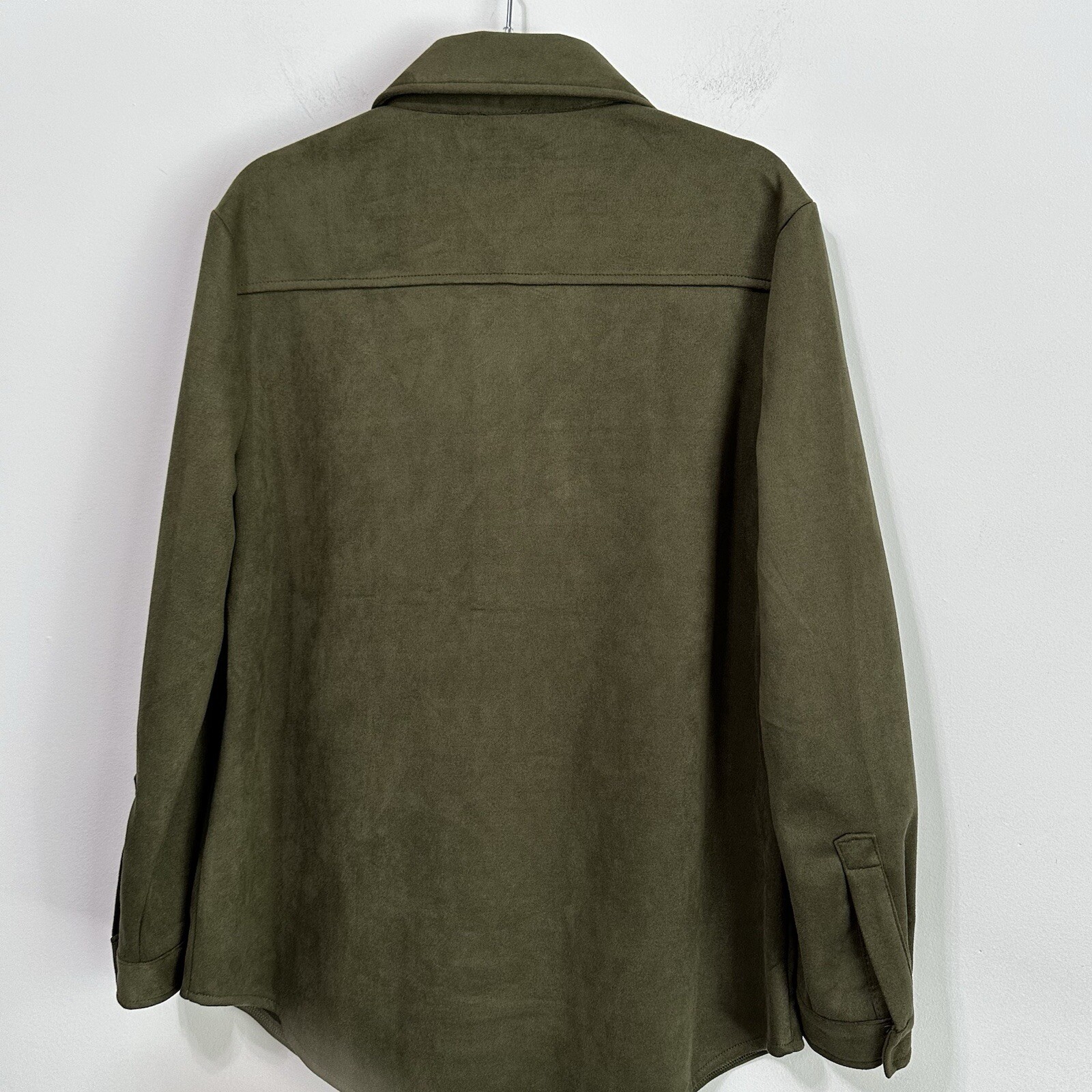 Ninety Clothing Company Snap Front Shirt Olive Small Shacket Soft Pockets NEW