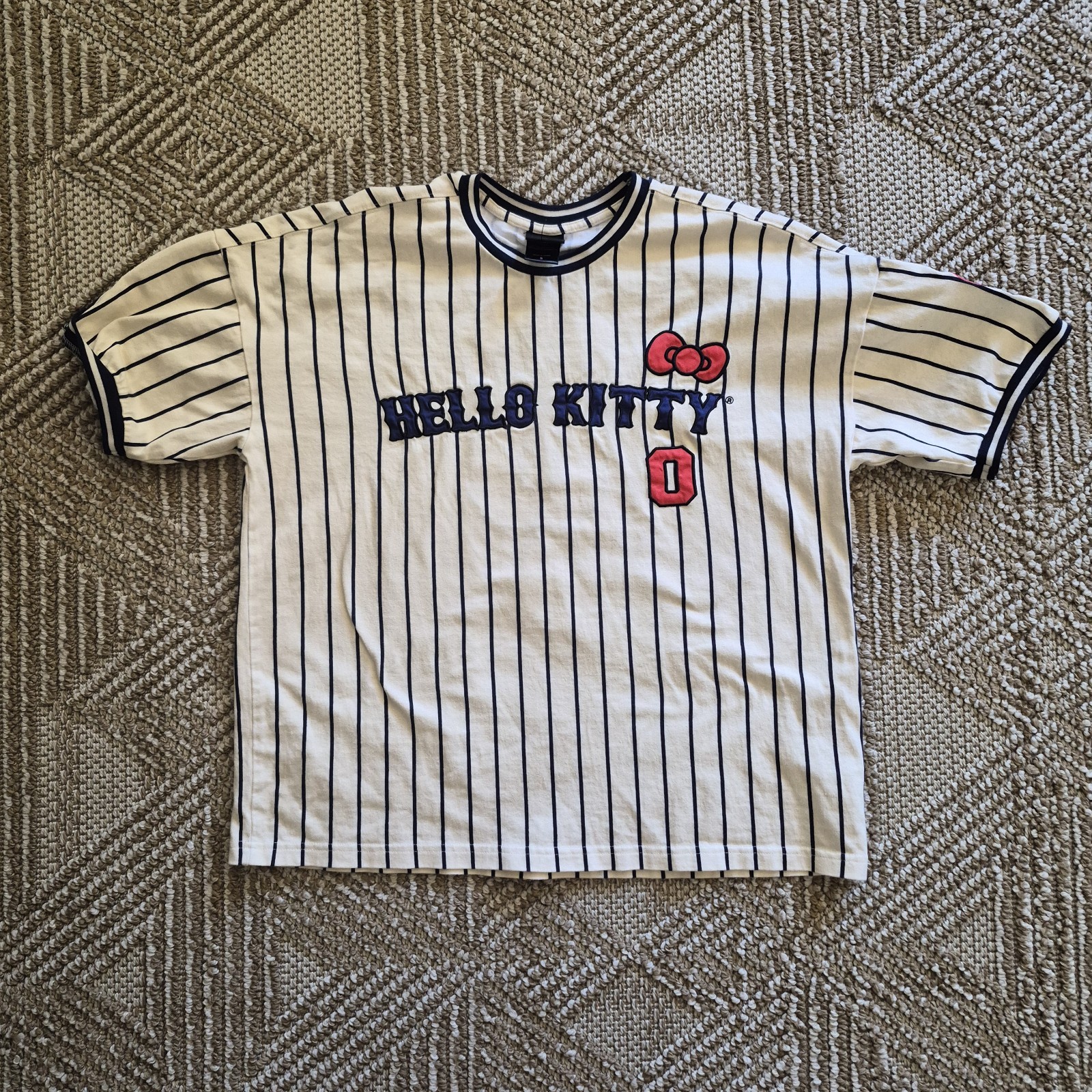 Hello Kitty SANRIO Baseball Jersey Shirt Size SMALL OVERSIZED Box lunch