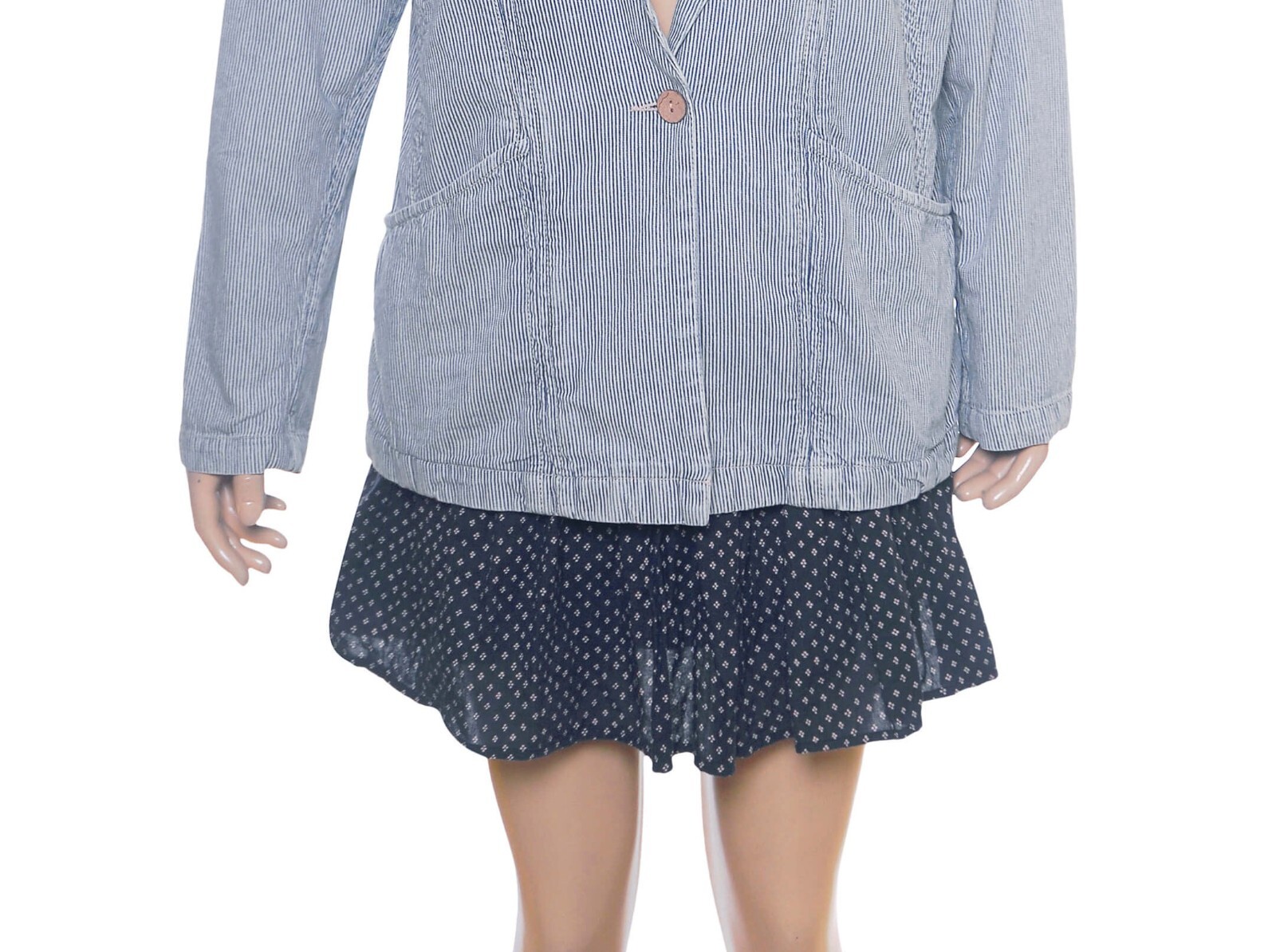 Free People Wanderlust Denim Suit Blazer S 4 Women’s Casual Striped NEW 32398
