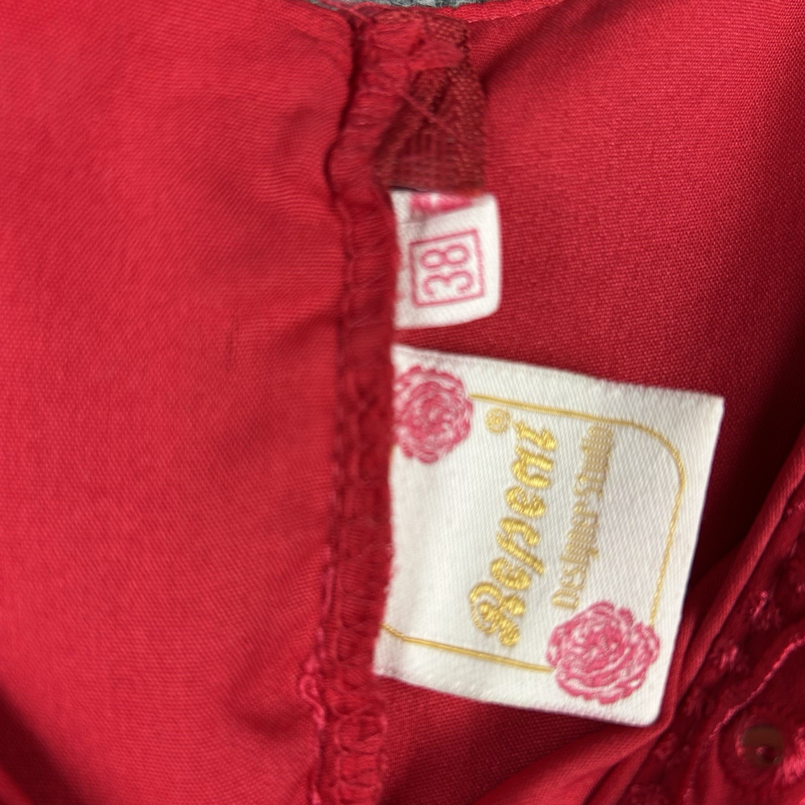 Roopam Designer Studio Red Sequin Embroidered Crop Top Saree Blouse Size 38 95cm