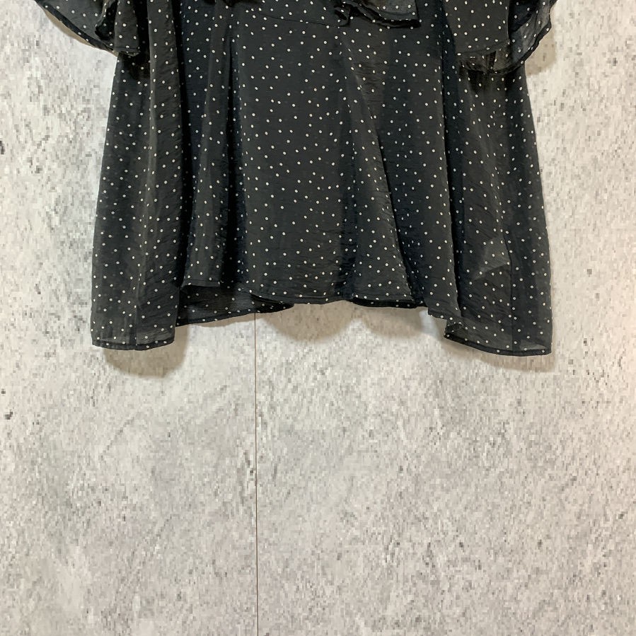 AMERICAN HOLIC Touch Cooling Sheer Ruffle Blouse Black Size L