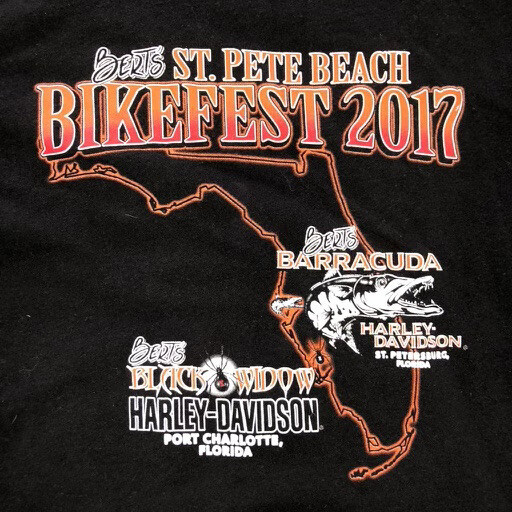 Harley Davidson T-Shirt Women’s Size XL Blue Bert’s St Pete Beach Bike Fest 2017