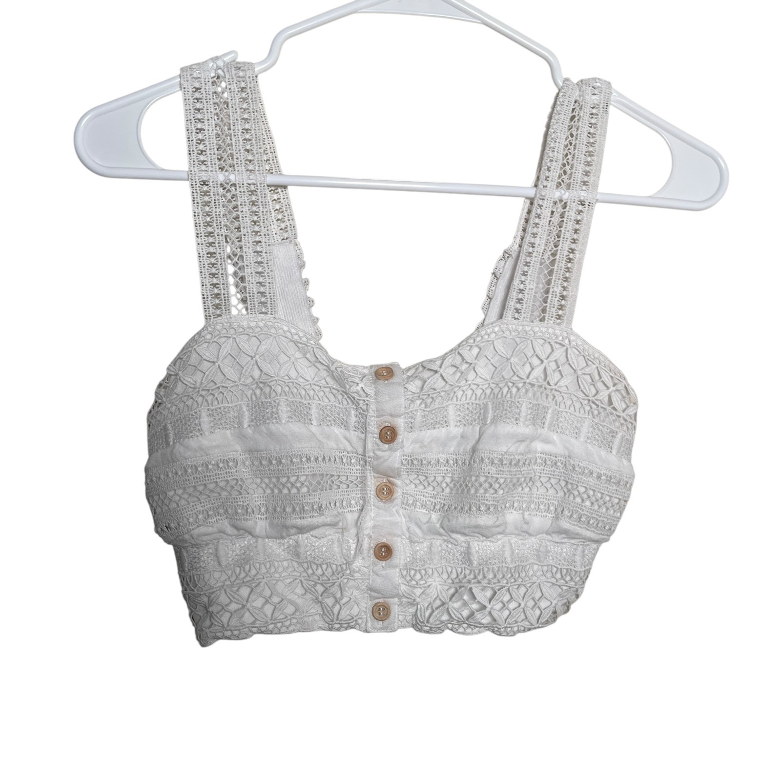 Japna Goa Beachwear Tank Top Women’s Medium White Cropped Boho Cottage Casual