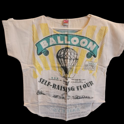 Flour Sack BALLOON Feed Sack Top T Shirt Vintage Look Cotton One Size TEE
