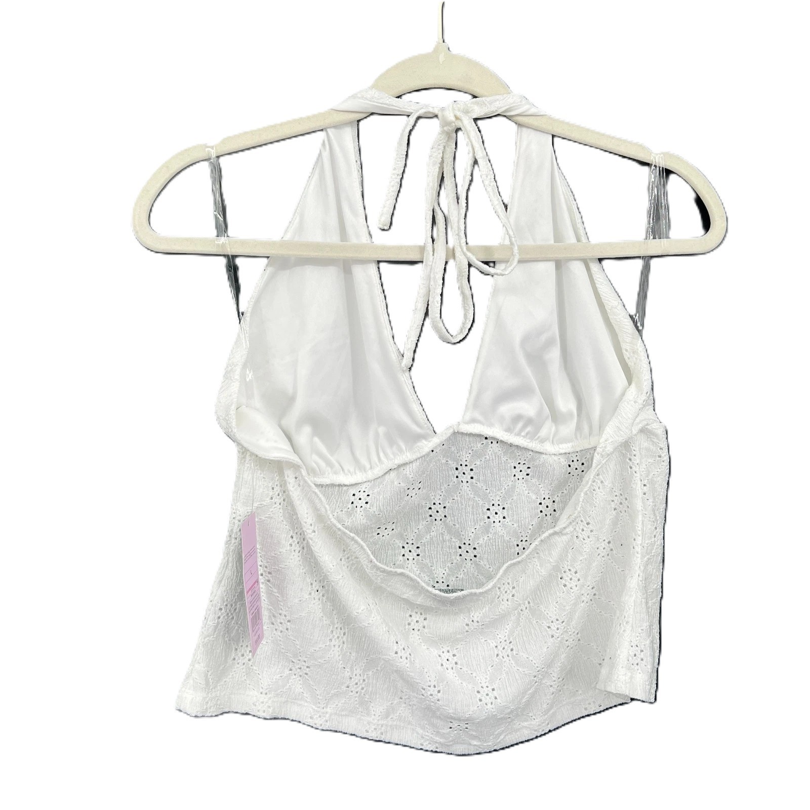 NEW Wild Fable Solid White Eyelet Cropped Pull Over Halter Top XXL
