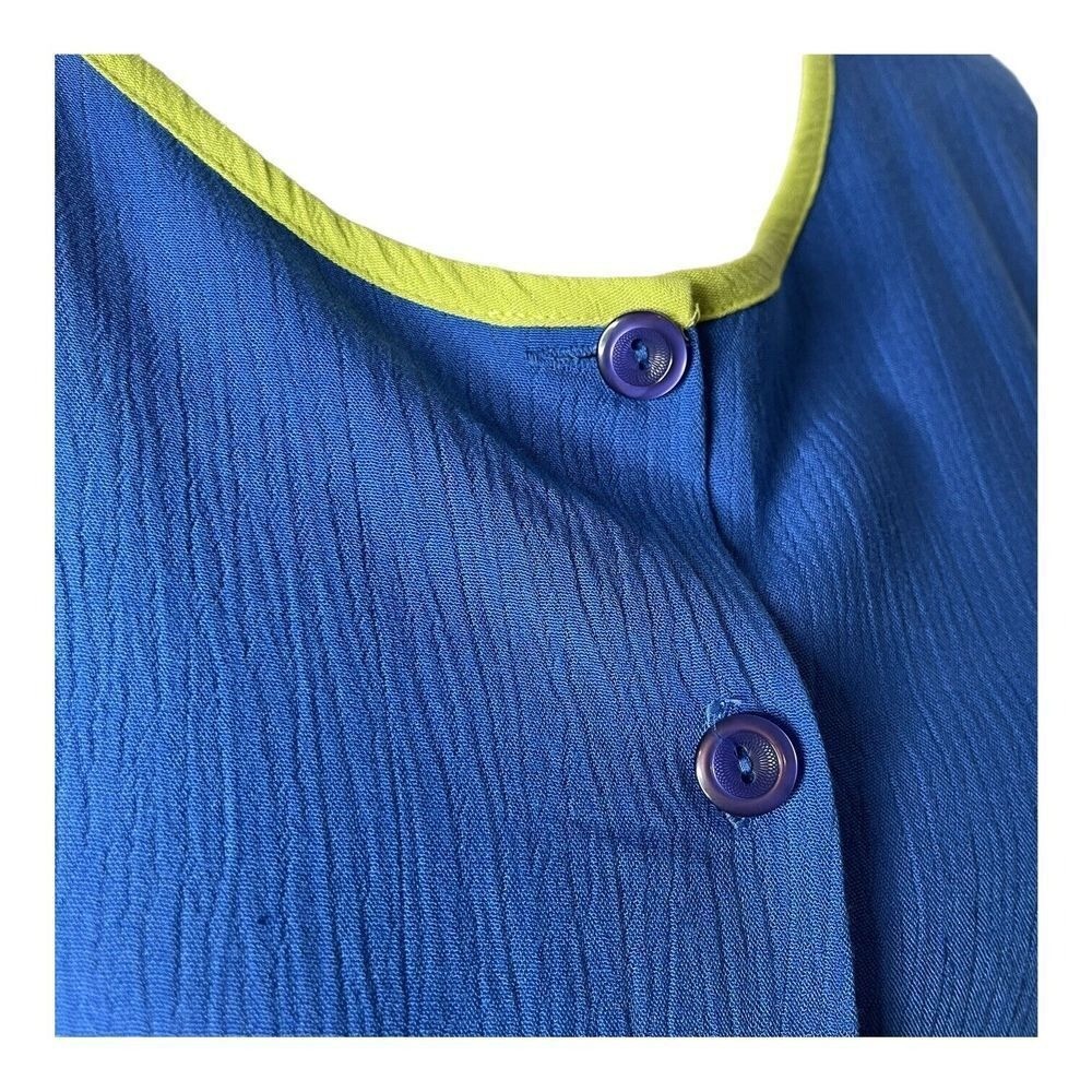 Diane Von Furstenberg Color Authority Crinkle Tunic Top Size L Colorblock Blue