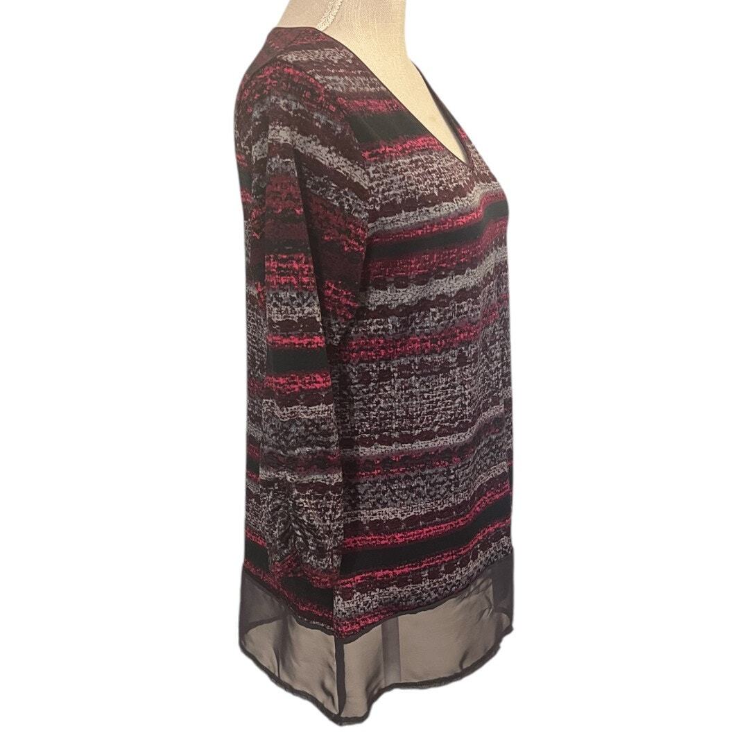 1 Piece, Medium Layered Look Top w/ 3/4 Sleeves, Scoop V Neck, New Directions