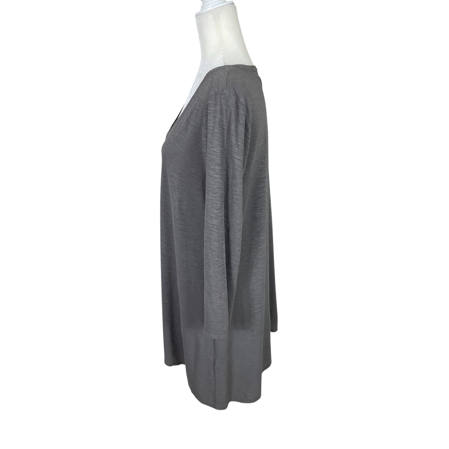 Eileen Fisher Hemp Organic Cotton Tunic Top Taupe Large Minimalist Lagenlook