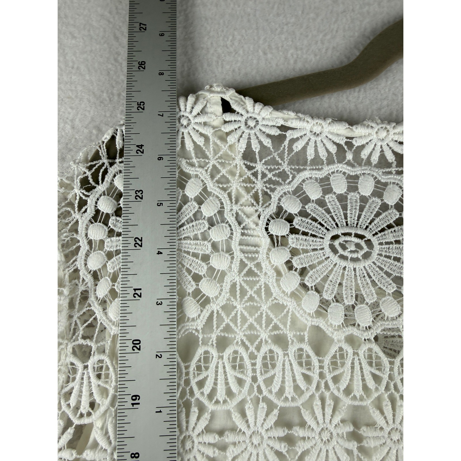 Chico Floral Crochet Lace Pleated Chiffon Short Sleeve Top White Boho Romantic