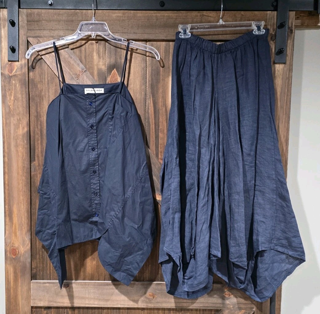 Balenciaga Spaghetti Strap Top Size 6 US and Skirt BLUE (Missing tag) G2U