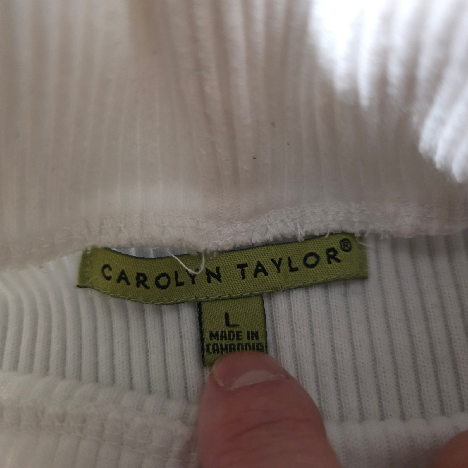 Carolyn Taylor Womens Large Turtleneck Blue White Striped Ribbed Knit Top