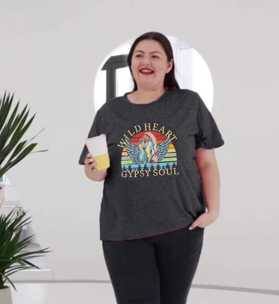 Plus Size Back to The Gypsy T Shirt (Dark Grey, XXL)