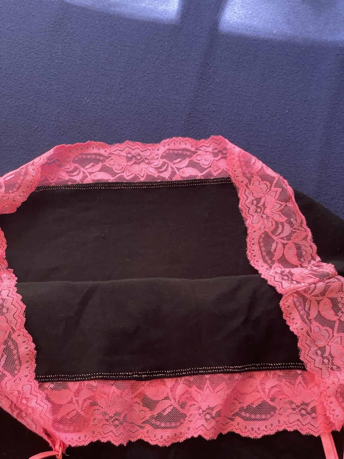 Zenana Black Cami Hot Pink Lace Top Y2K CoquetteWhimsigothBabydollGrunge Large