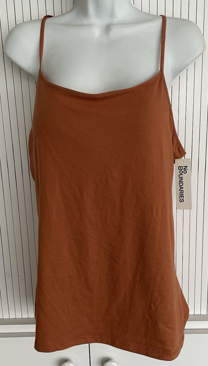 NWT No Boundaries Rust Brown Spaghetti Strap Built in Bra Tank Top XXL (19)