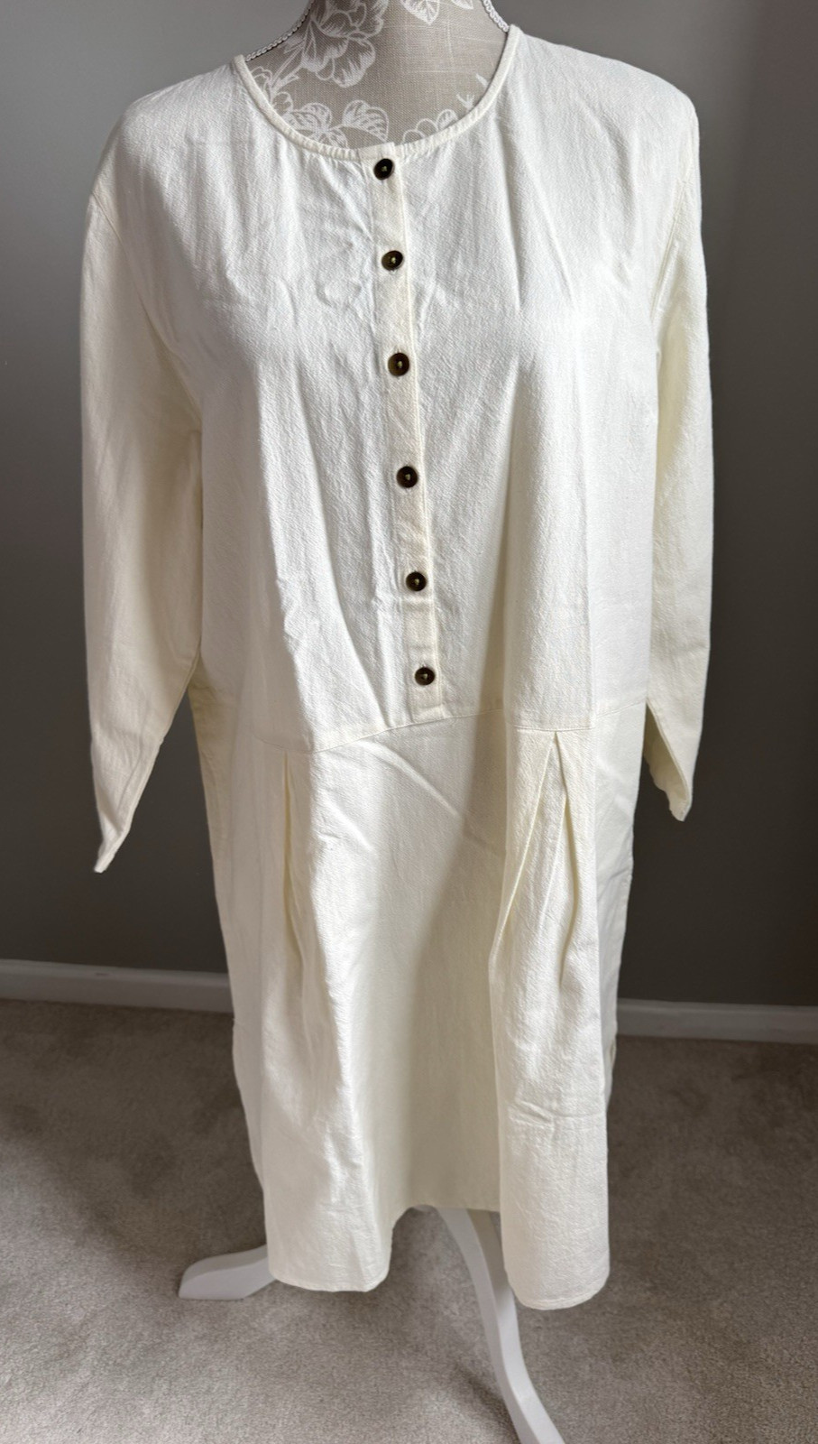 BNWT GUDRUN SJODEN ‘TUNIKA’ CREAM ORGANIC COTTON TUNIC SIZE L, LAGENLOOK RRP £79