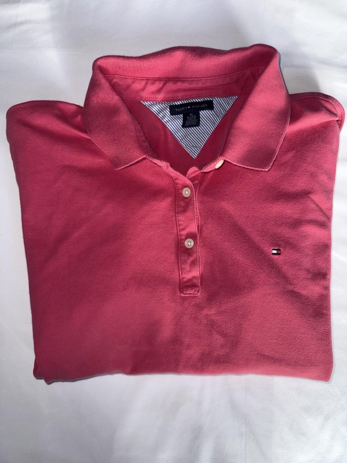 Tommy Hilfiger Men’s Solid Pink Knit Polo Short Sleeve Collared Button XL