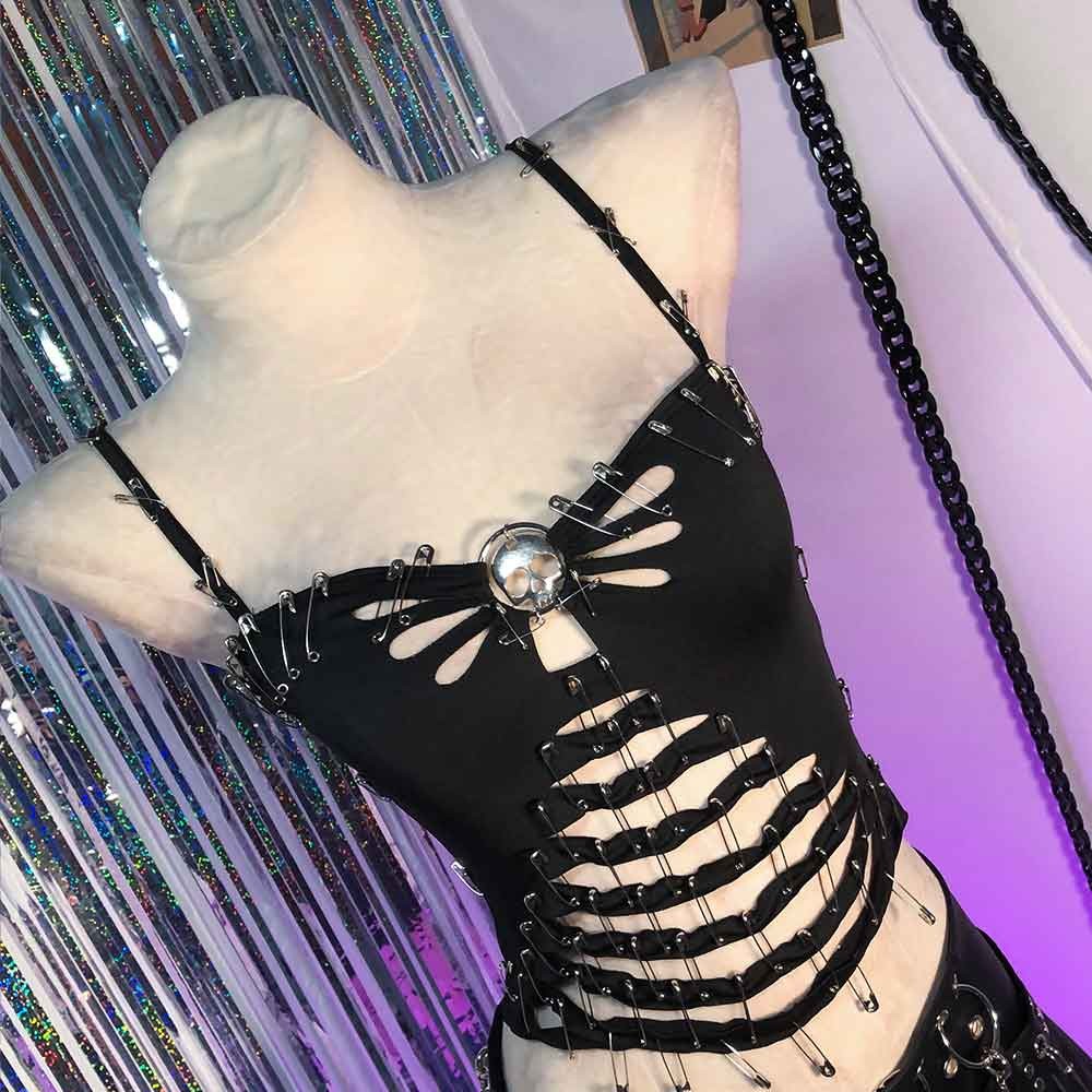 Goth Tops Punk Mini Rock Clothes Y2K Sexy Gothic Tank Emo Clothing Grunge