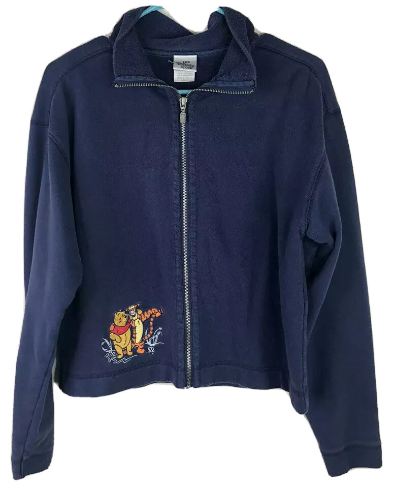 Disney Store Winnie Pooh Womens Blue Medium Zip Up Cotton Soft Shell Jacket