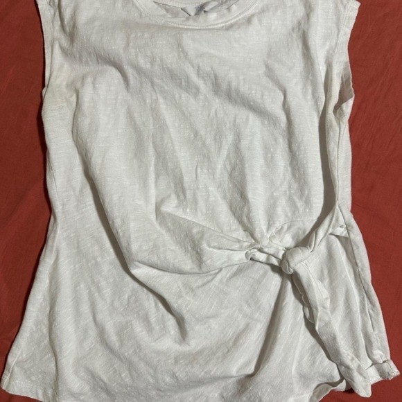 Time and Tru Womens Shirt Small 4-6 White Cotton Side Tie Sleeveless Top Classic
