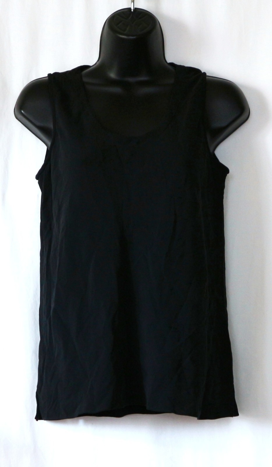 EILEEN FISHER PETITE Slvlss Blck Silk/Spndx Top 38 In Chst 22.5 In Lng Sz PM EXC