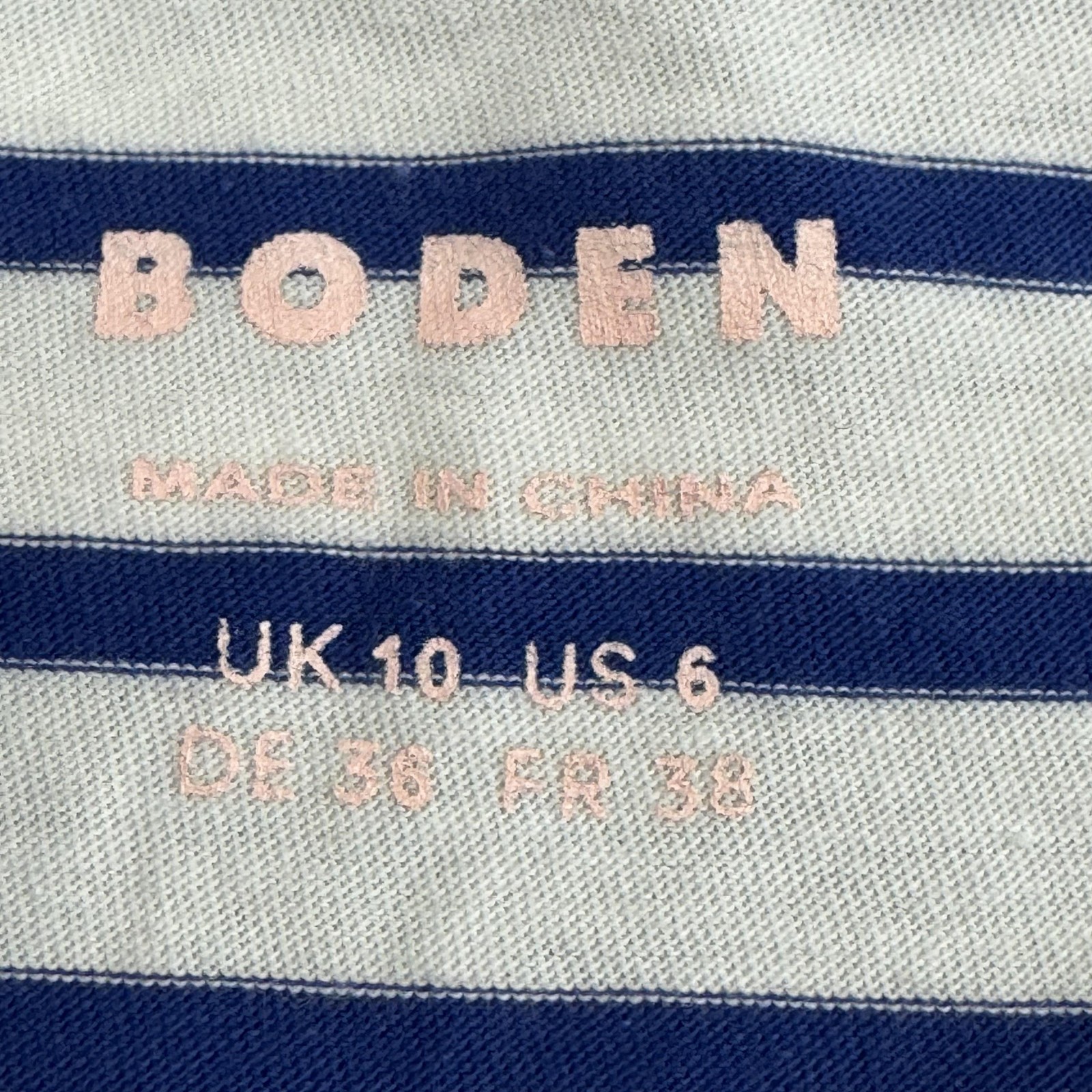 Boden Shirt Women’s 6 Navy Red White Stripe Boat Neck Long Sleeve Cotton Breton