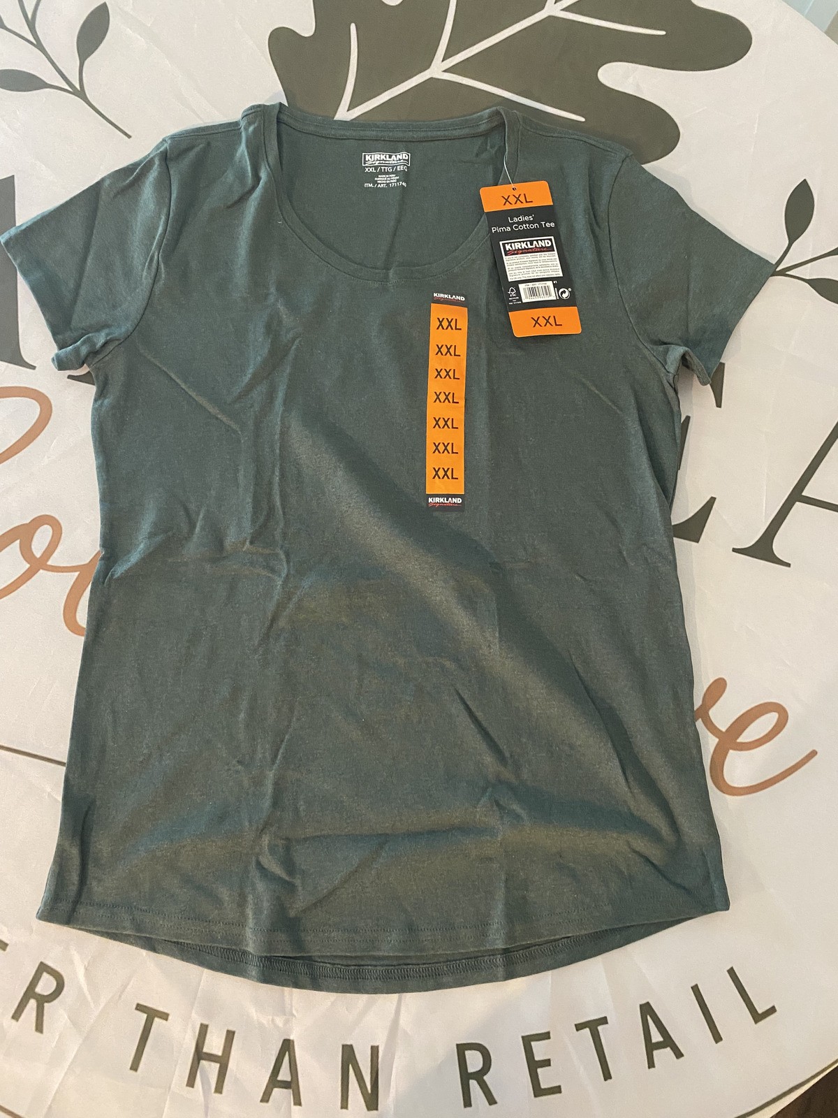 Kirkland Signature Ladies’ Pima Cotton Tee XXL Gray/Green