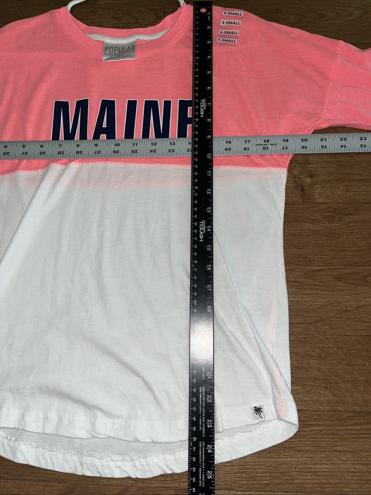 Maine Women’s Baseball Style Shirt XS Pink White Beach Pool Athletic Oversized