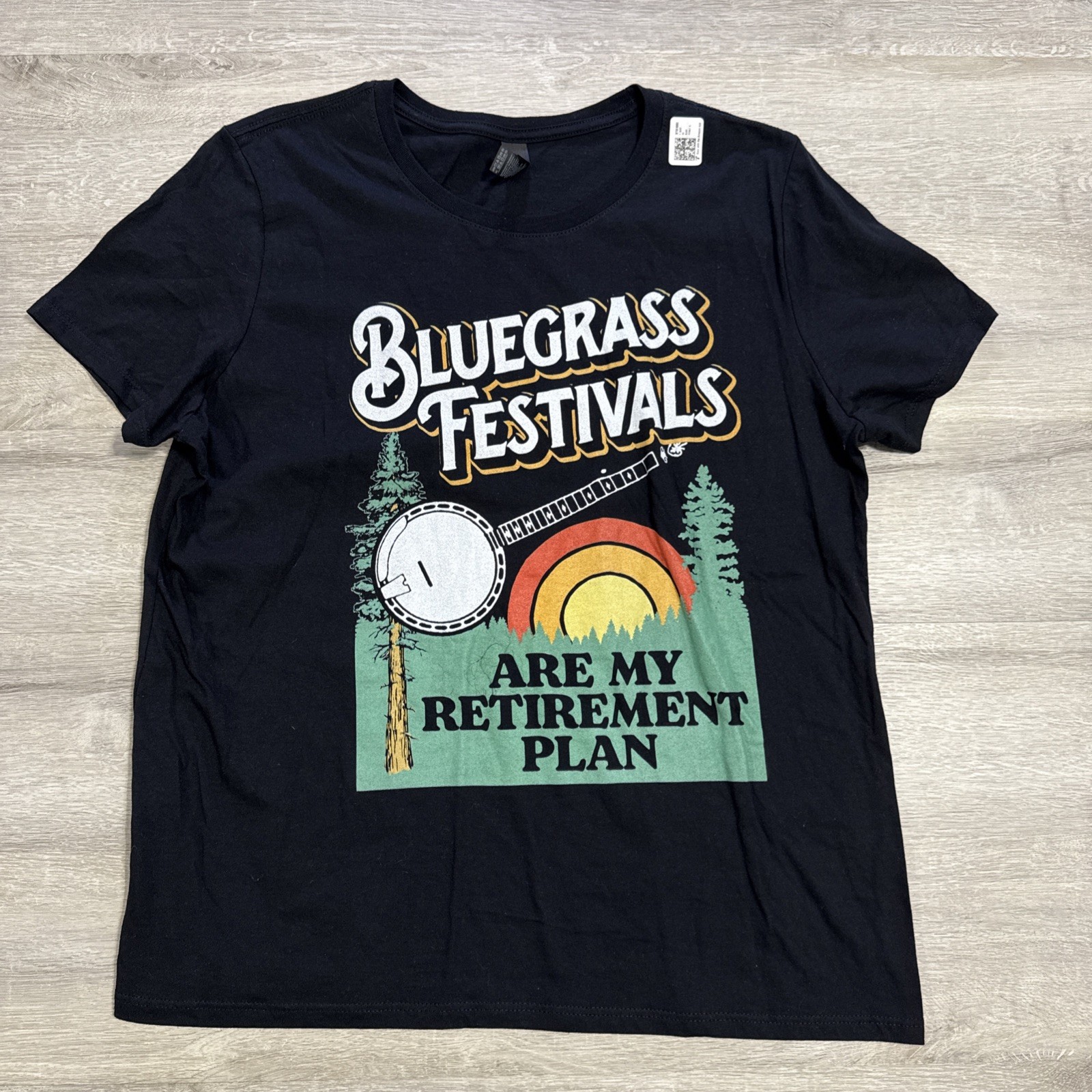 Bluegrass Festivals Shirt Banjo Graphic Women’s Black Music Tee Size XL NWOT