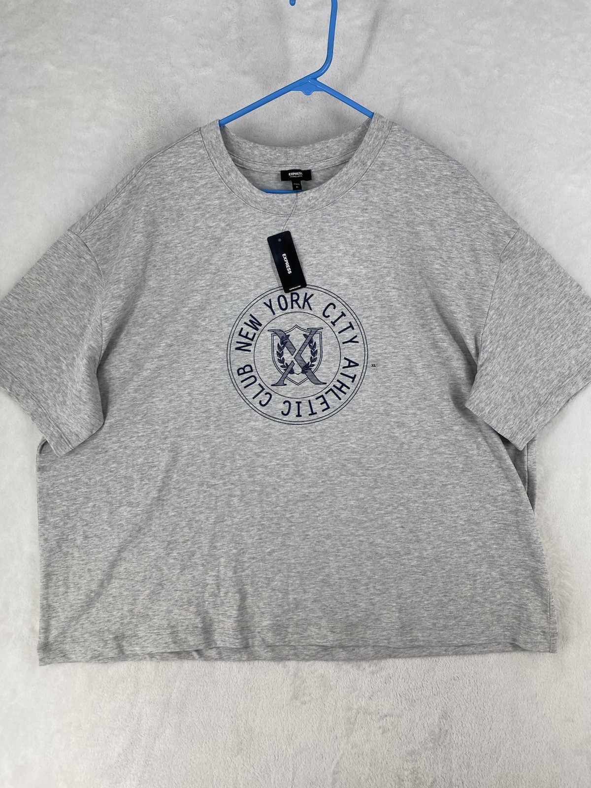 Express Shirt Womens XL Gray Loose Cropped New York City Athletic Club NEW $38