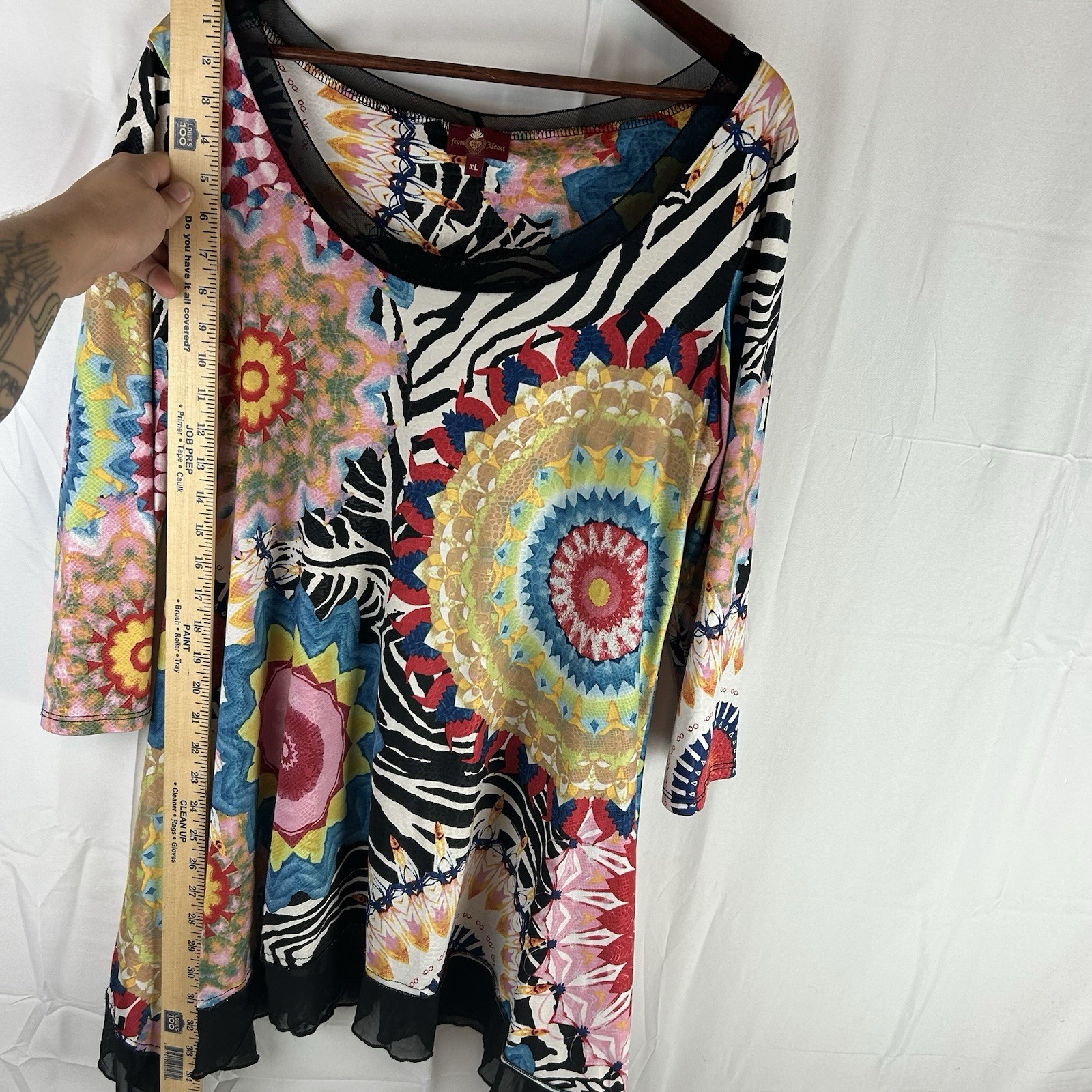 From the Heart Women’s XL Asymmetrical Hem Tunic Mandela Zebra Print
