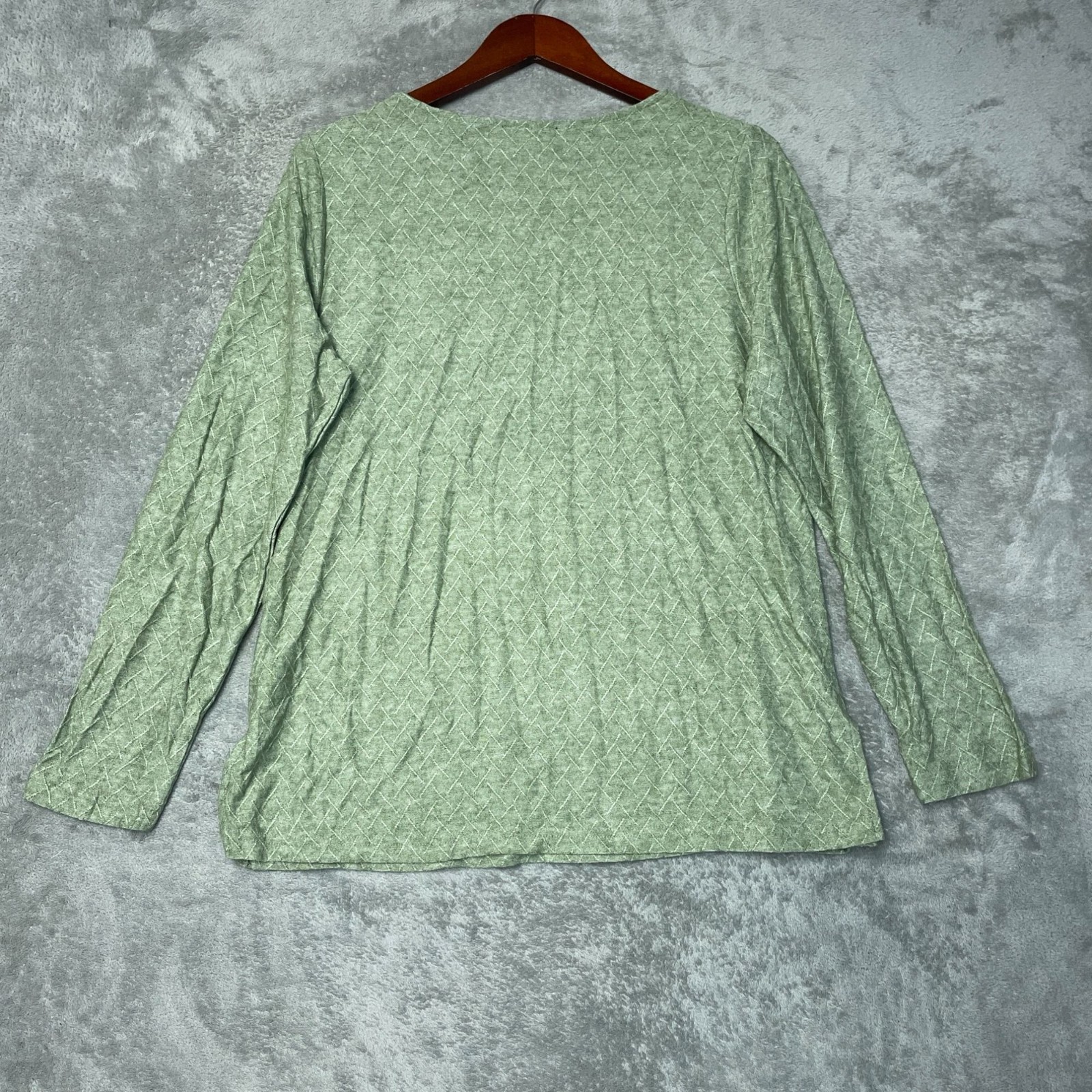 Mario Serrani Women’s L Green Long-Sleeve Textured Knit Top Rayon Blend F1101