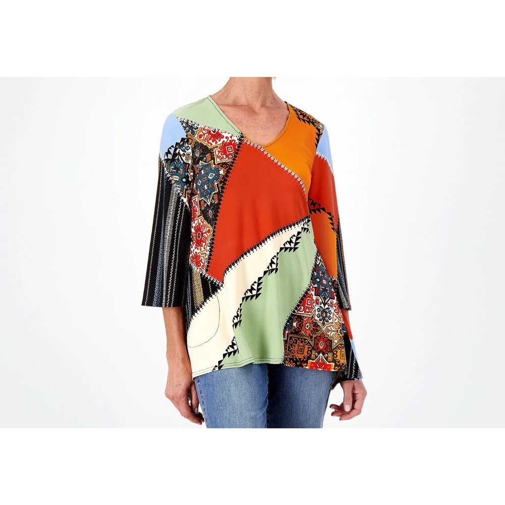 Attitudes by Renee Como Jersey Hi-Low Flare Top Ginger patch Size XL New w/Tags