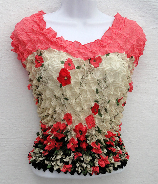 Lot of 2 New Stretchy Popcorn Cap Sleeve Blouses Tops Shirt as pictured pattern