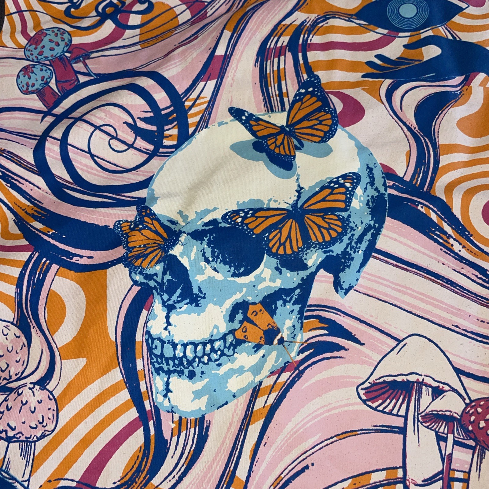 Killer Skull Shirt Women Grey Psychedelic Mushroom Eyes Free Spirit W/back Skull