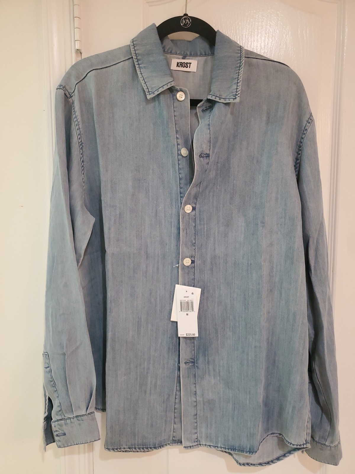 KROST Oversized Denim Shirt in Light Wash. Size M. New With Tags