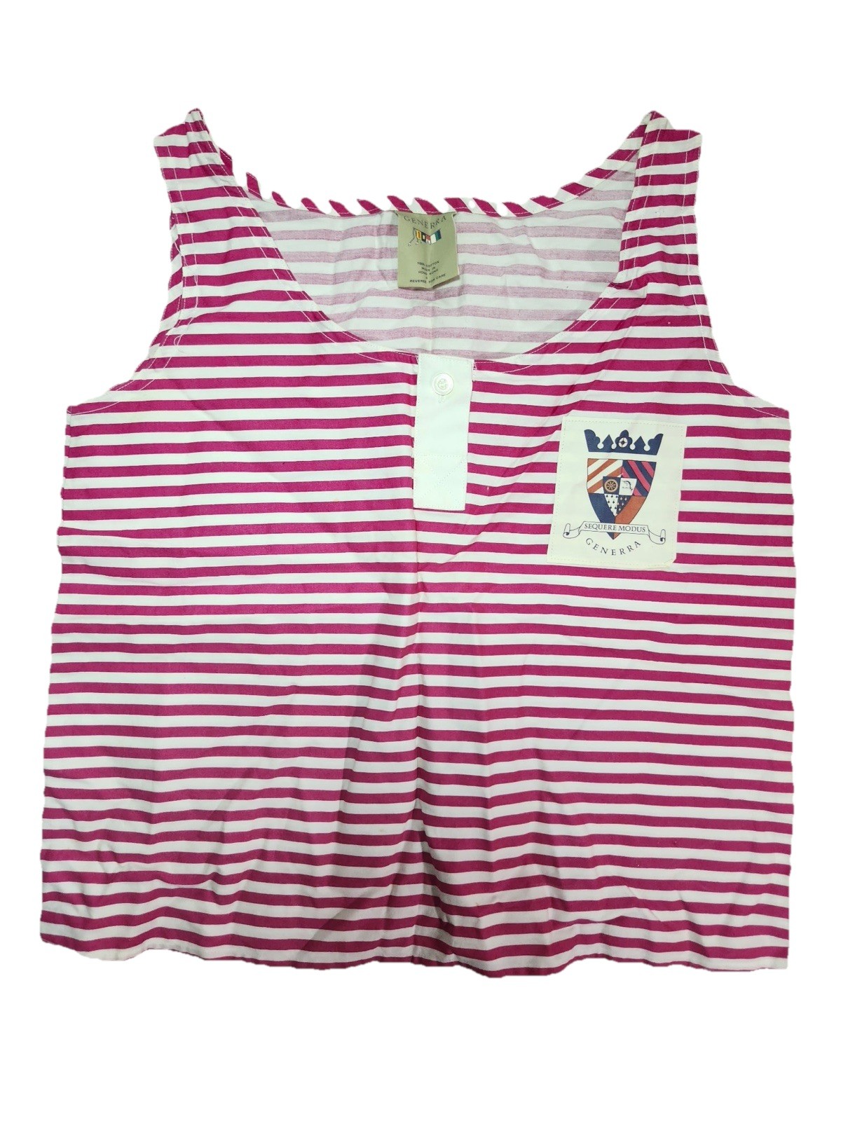 Vntg 80’s 90’s Generra Striped 100% Cotton Tank Top Hong Kong EUC Coastal Preppy