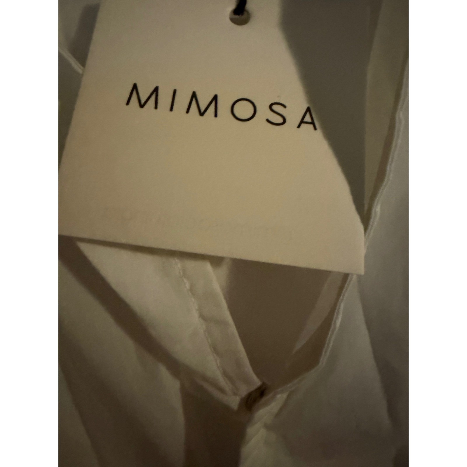 Mimosa White Cropped Tie Front Button Down Shirt Long Sleeve Size Large NWT