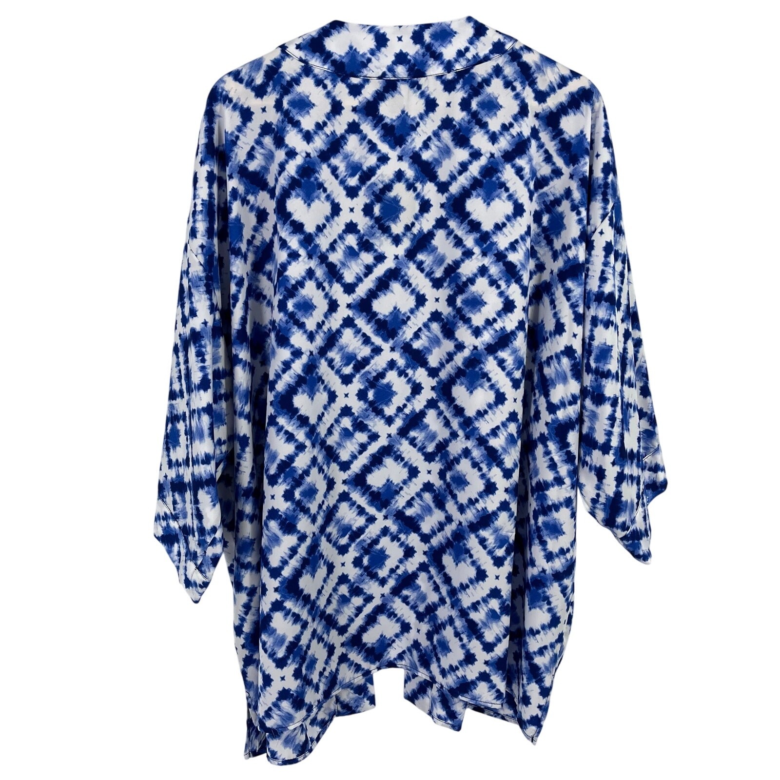 Slim Factor Investments Royal Blue Tie Dye Kimono Top Shirt Plus Size 3X